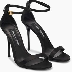 Dolce & Gabbana Black Satin Stiletto Sandals